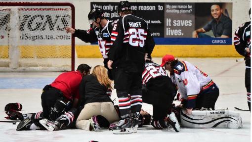 Hockey Injury on Ice Leads to Suspension of Game  NATA